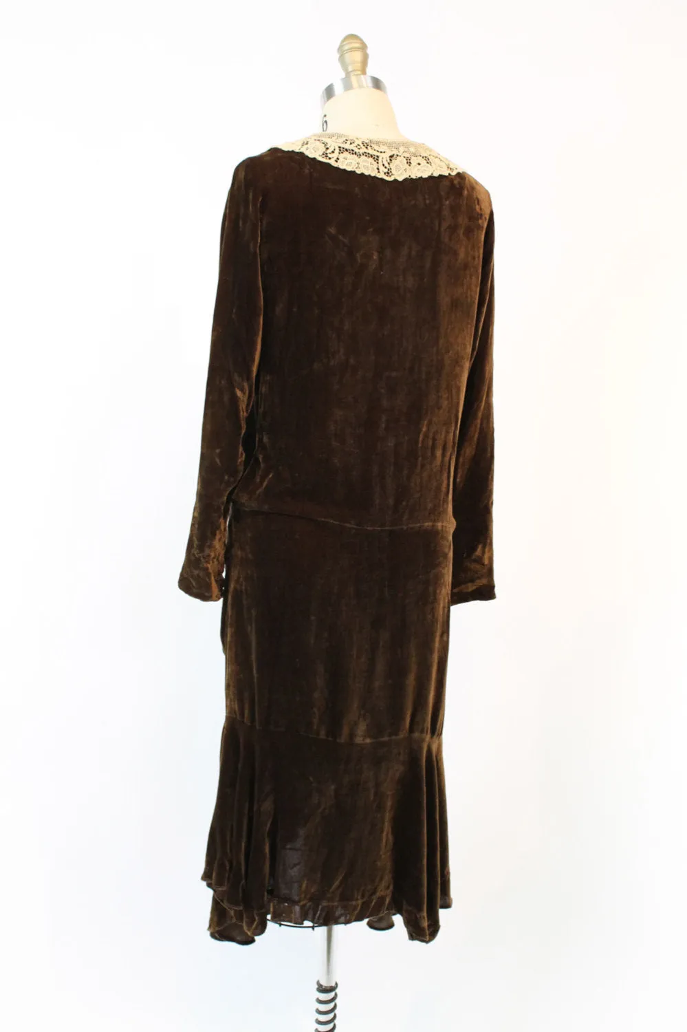 1920s CHOCOLATE silk velvet dress small | new winter