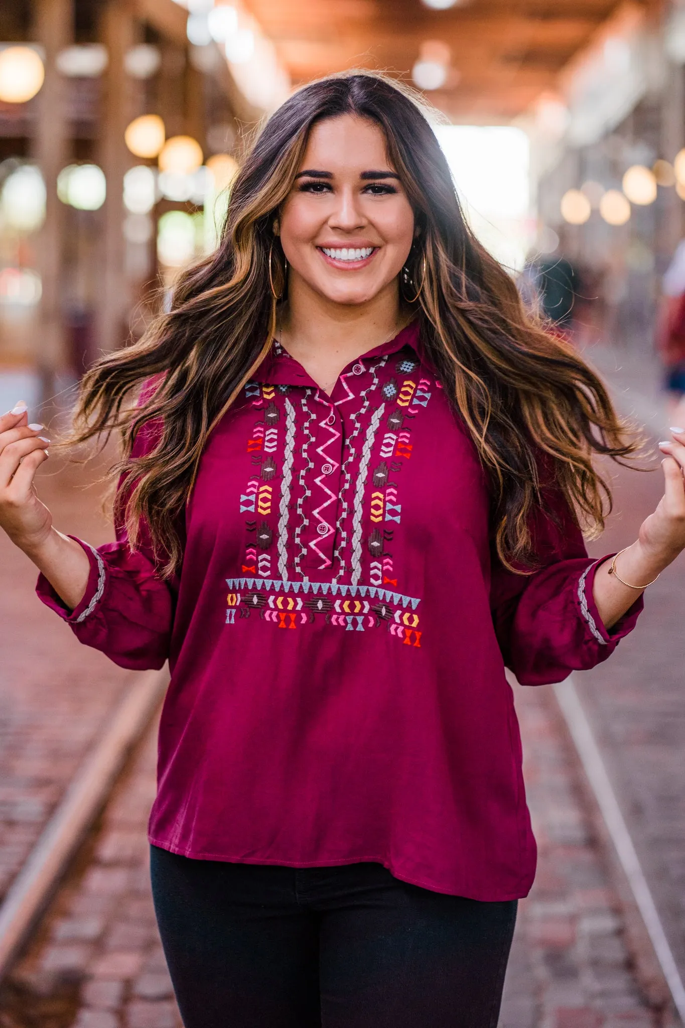 Abstract Embroidered Blouse