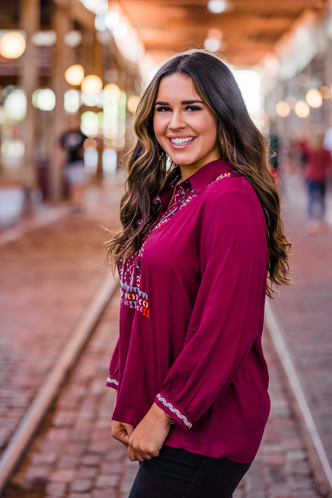 Abstract Embroidered Blouse