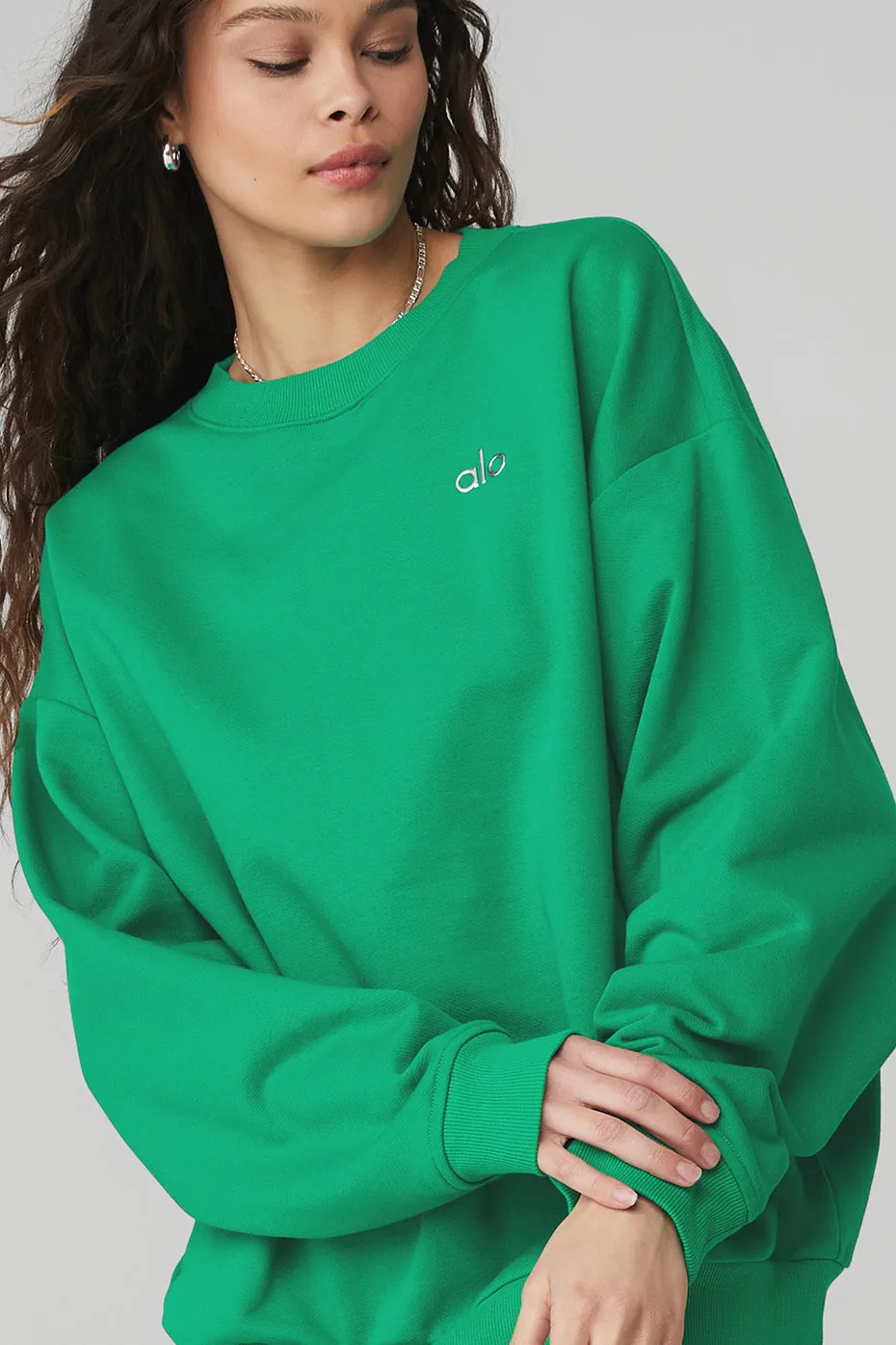 Accolade Crew Neck Pullover - Green Emerald