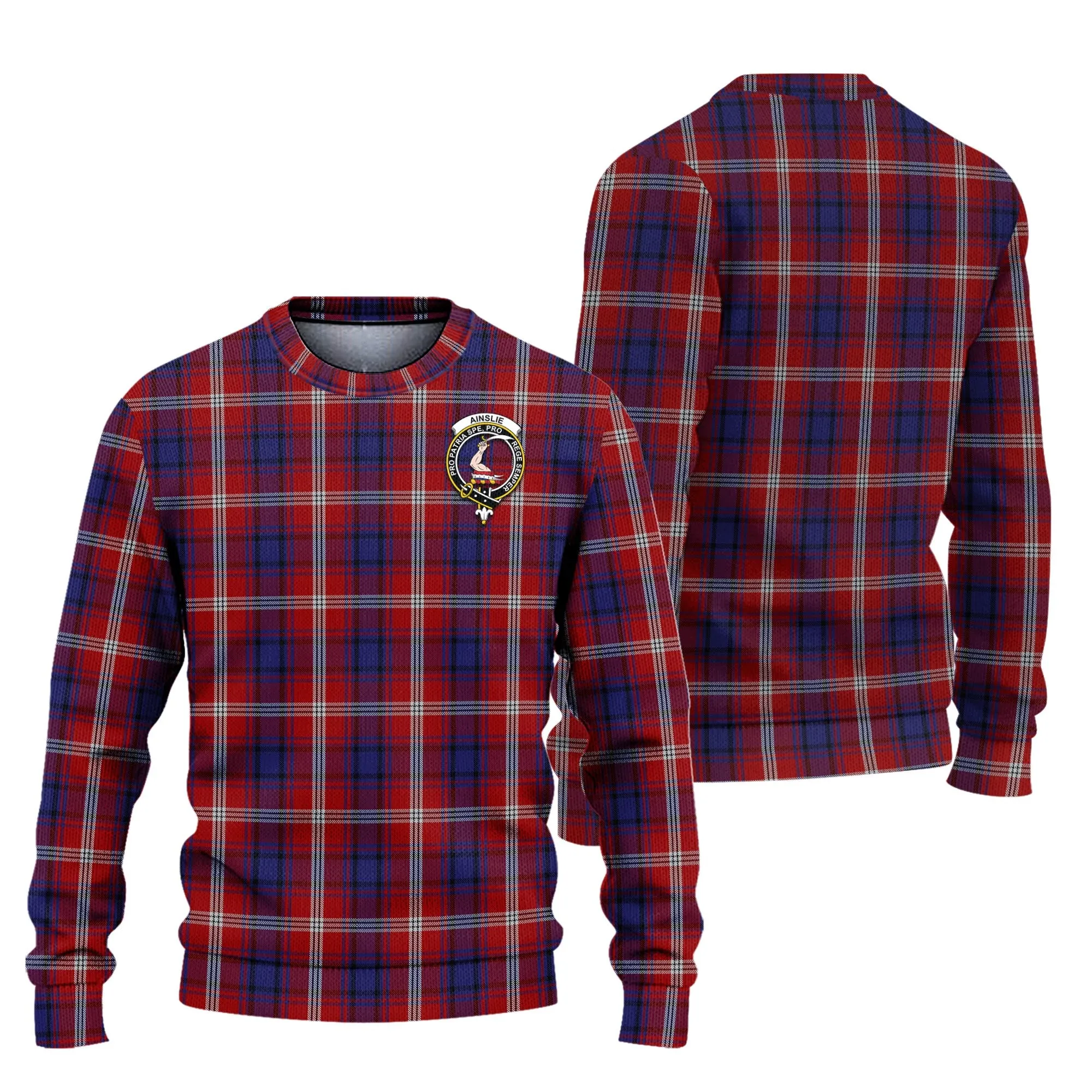 Ainslie Tartan Ugly Sweater with Family Crest