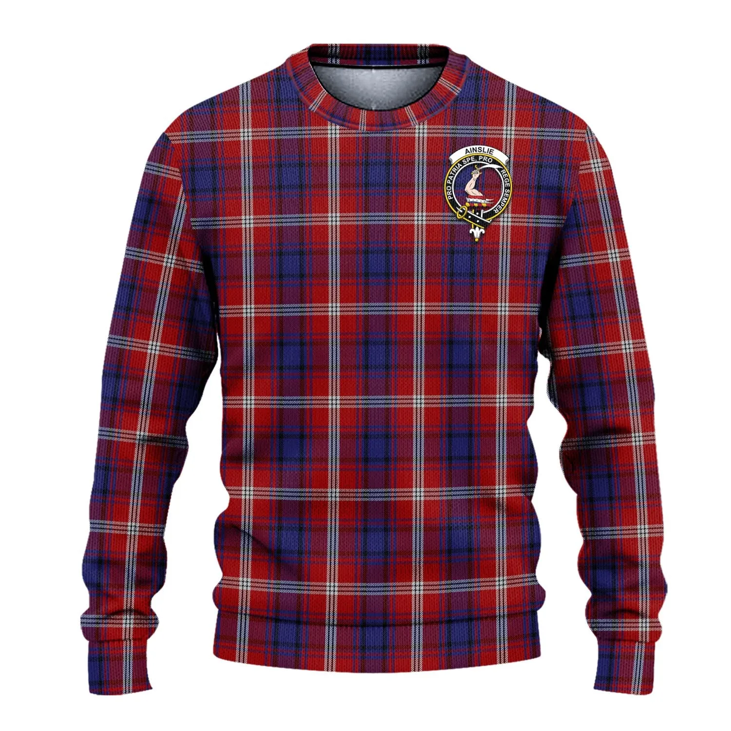 Ainslie Tartan Ugly Sweater with Family Crest