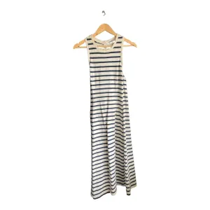 Alexander Wang Cotton Navy And Cream Racer Baked Sleeveless Dress UK Size Large