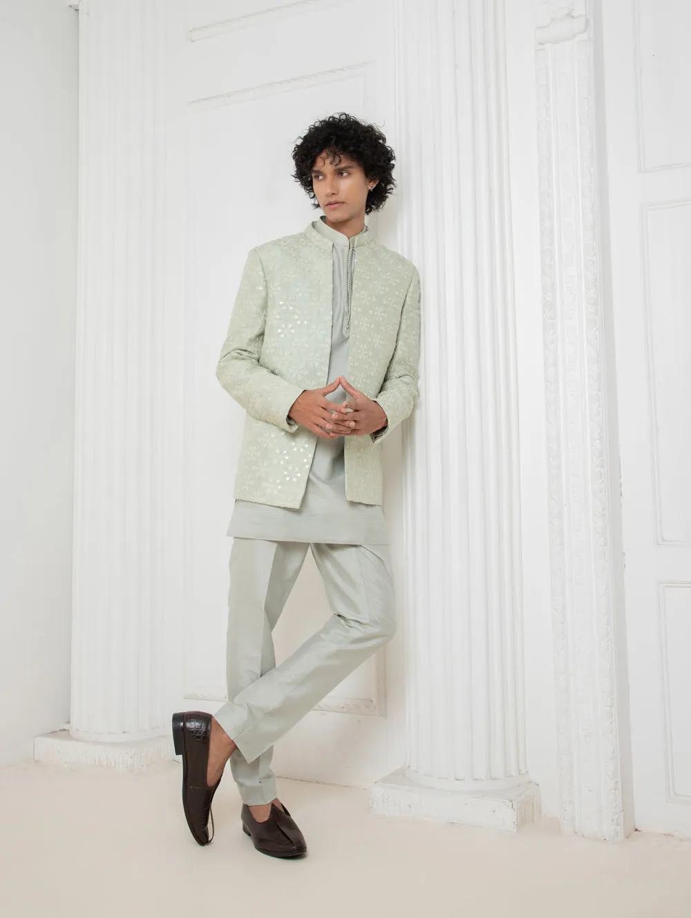 Aqua Coat With Kurta Set