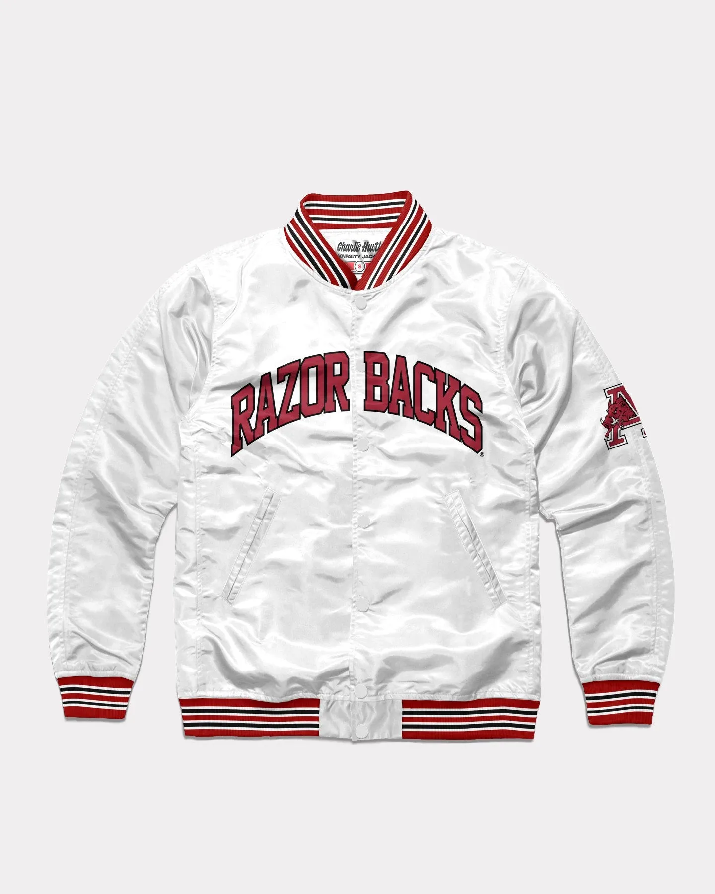 Arkansas Razorbacks Arch White Varsity Jacket