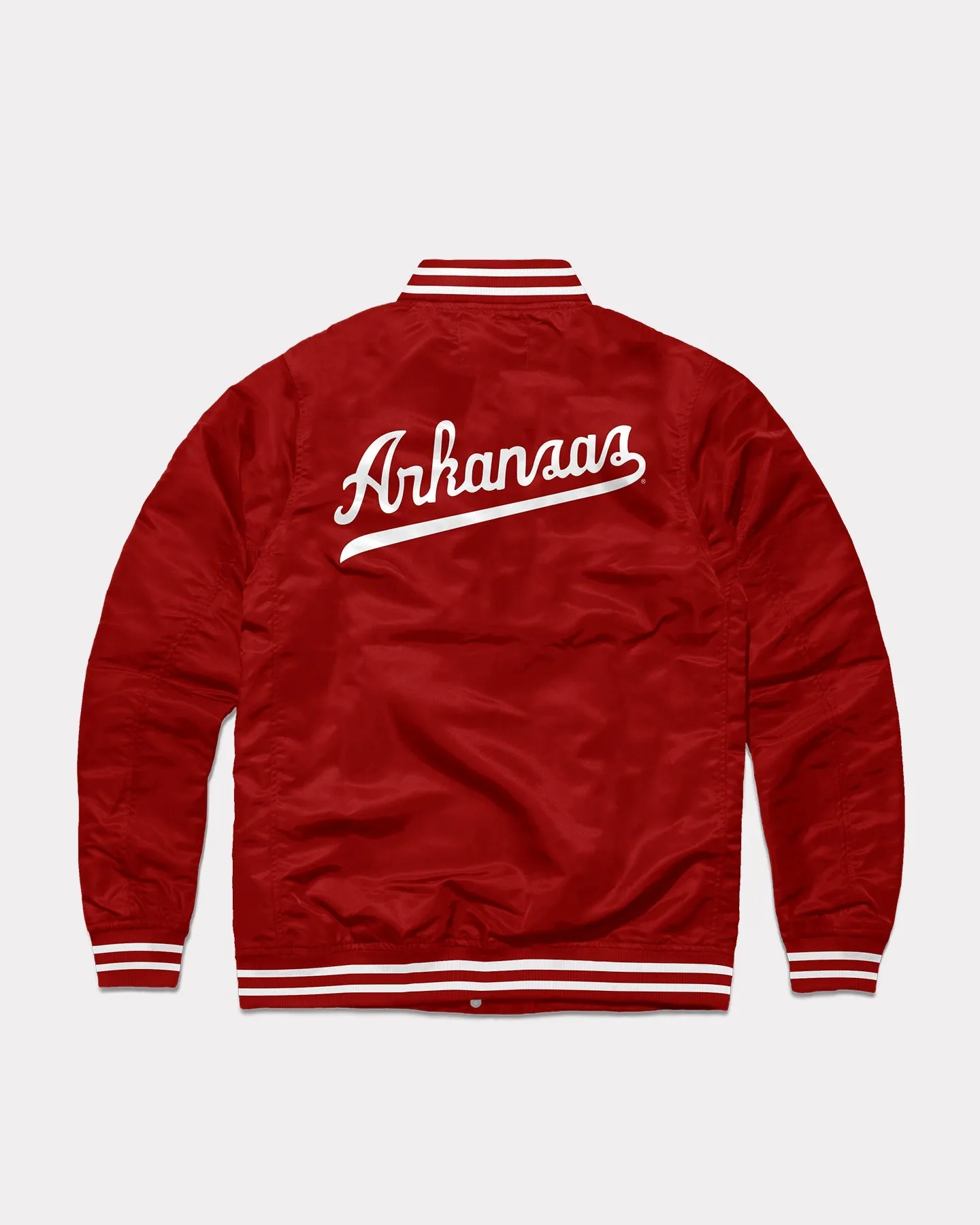 Arkansas Script Monogram Cardinal Varsity Jacket