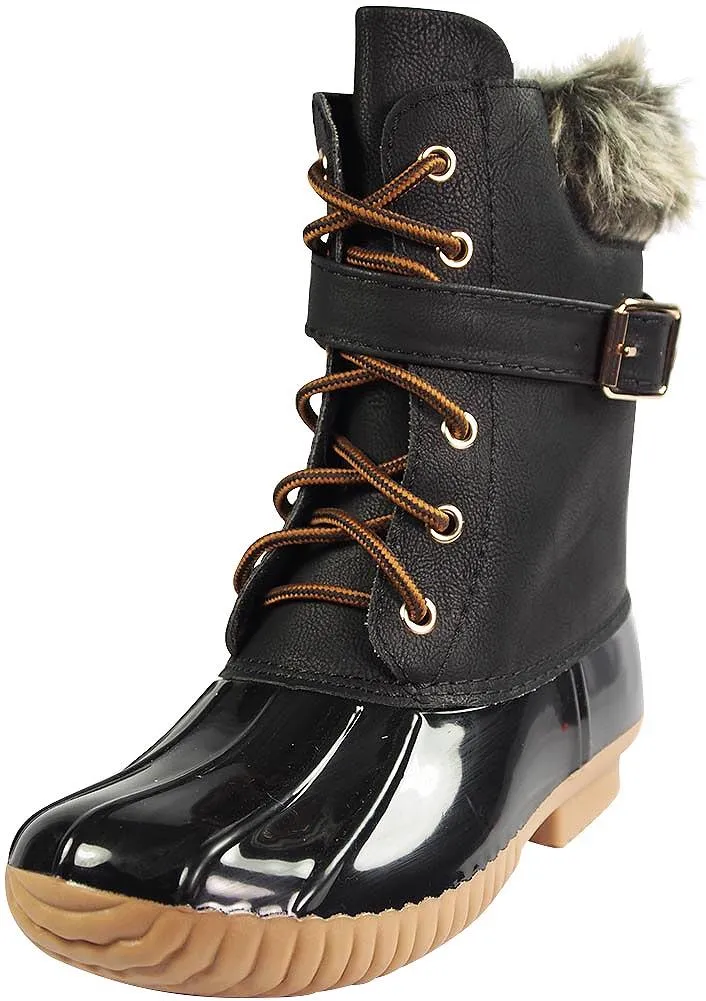 AXNY - Womens Dylan-7 Lace Up Buckle Strap Ankle Rain or Snow Duck Boot