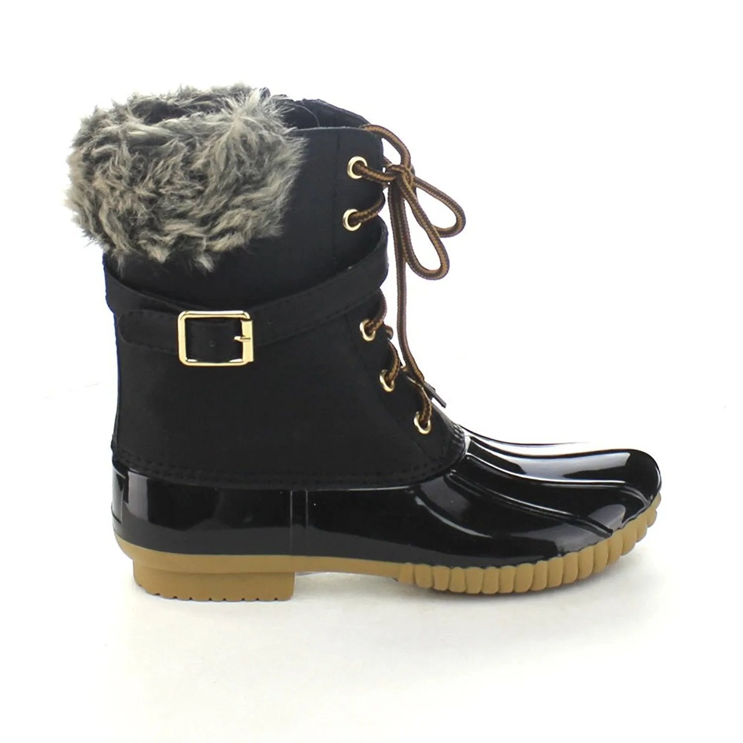 AXNY - Womens Dylan-7 Lace Up Buckle Strap Ankle Rain or Snow Duck Boot