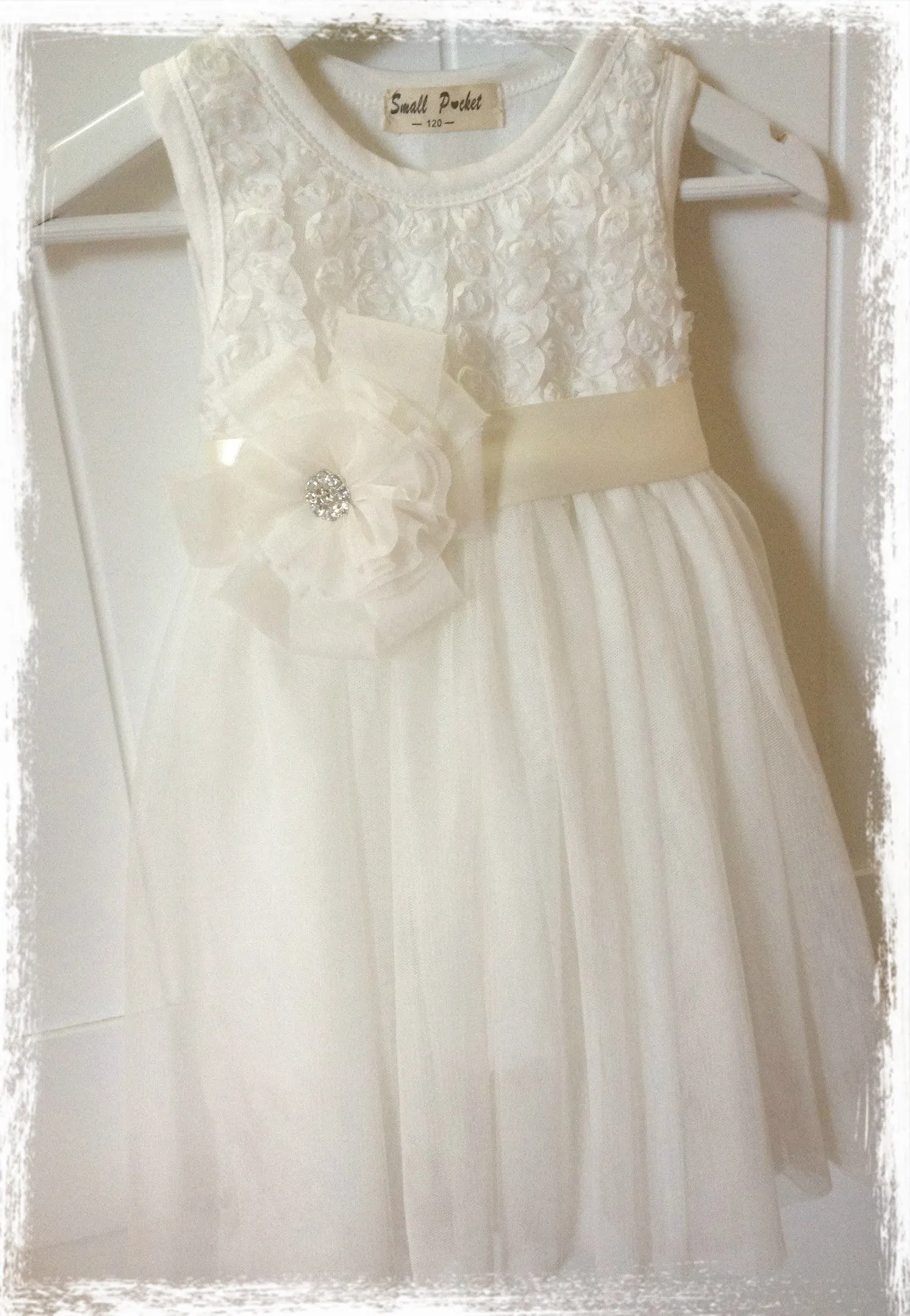 Baby & girl white or ivory flower girl dress Dress19