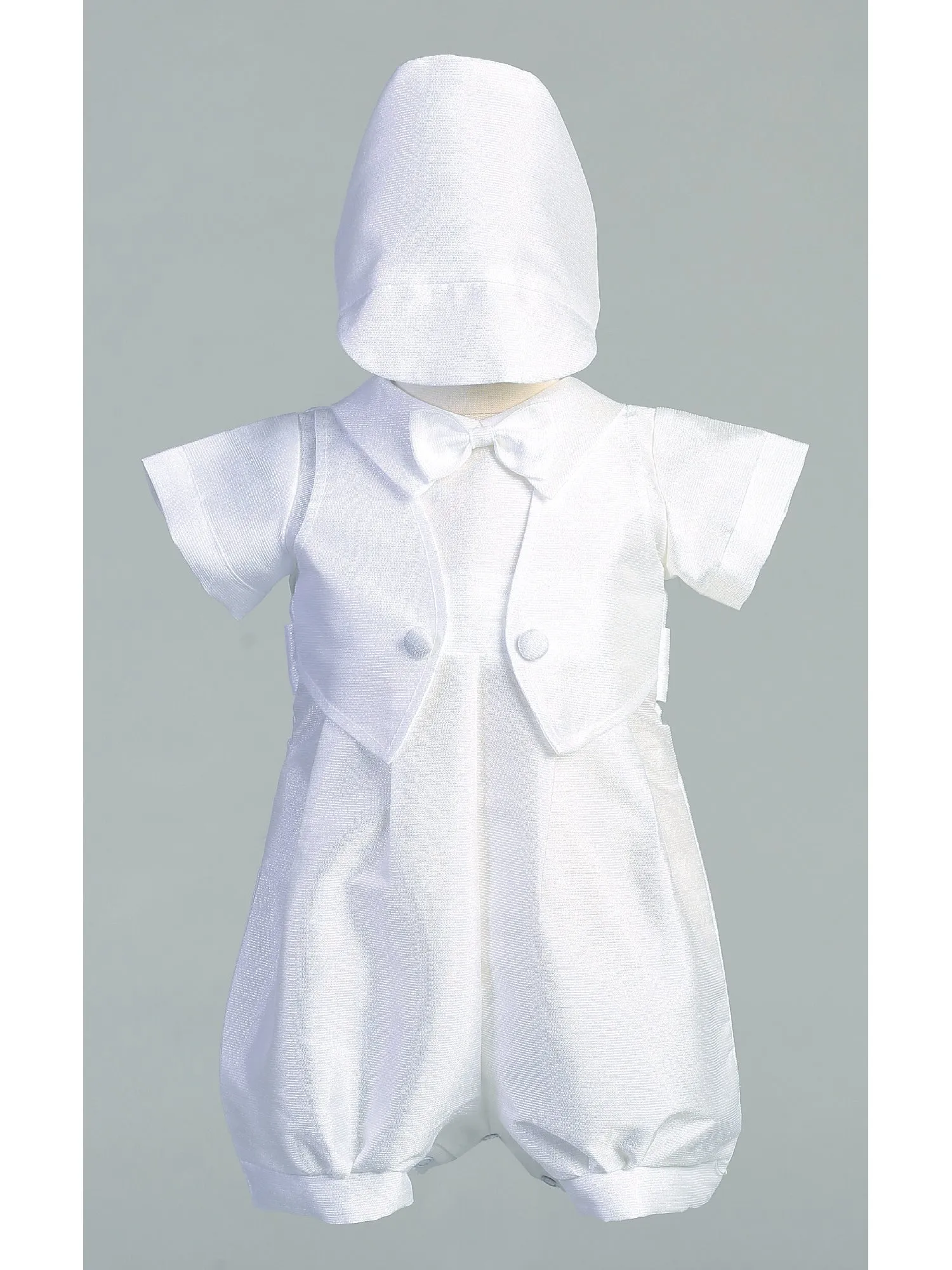 Baby Boys White Poly Bengaline Romper Vest Christening Outfit 0-18 Months