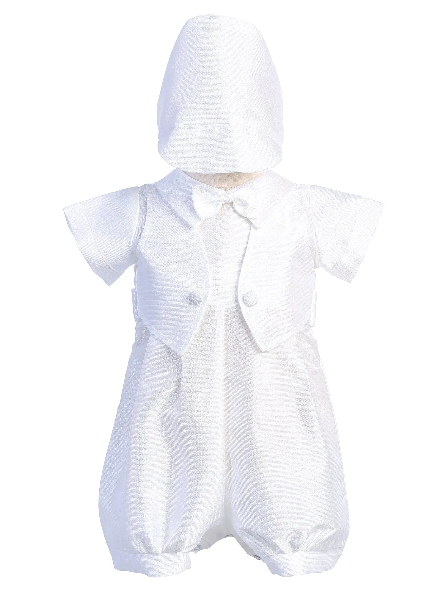 Baby Boys White Poly Bengaline Romper Vest Christening Outfit 0-18 Months