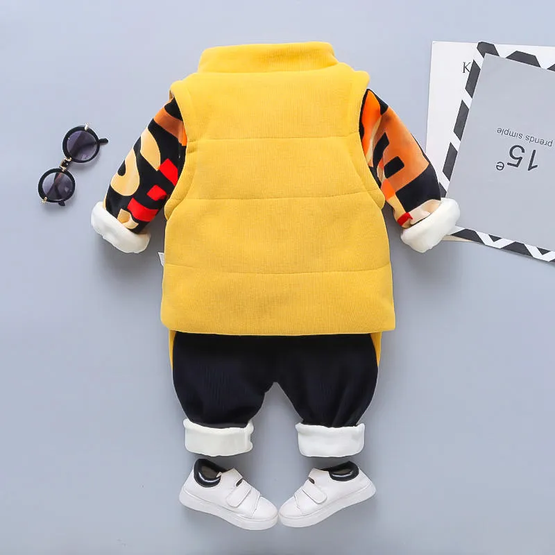 Baby Plush Thickened Sweater 3-piece Set