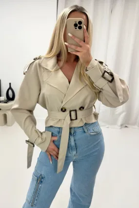 Bambi Beige Cropped Lightweight Mac/Jacket