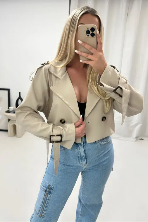 Bambi Beige Cropped Lightweight Mac/Jacket