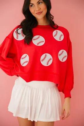 BASEBALL PATCH RED PULLOVER