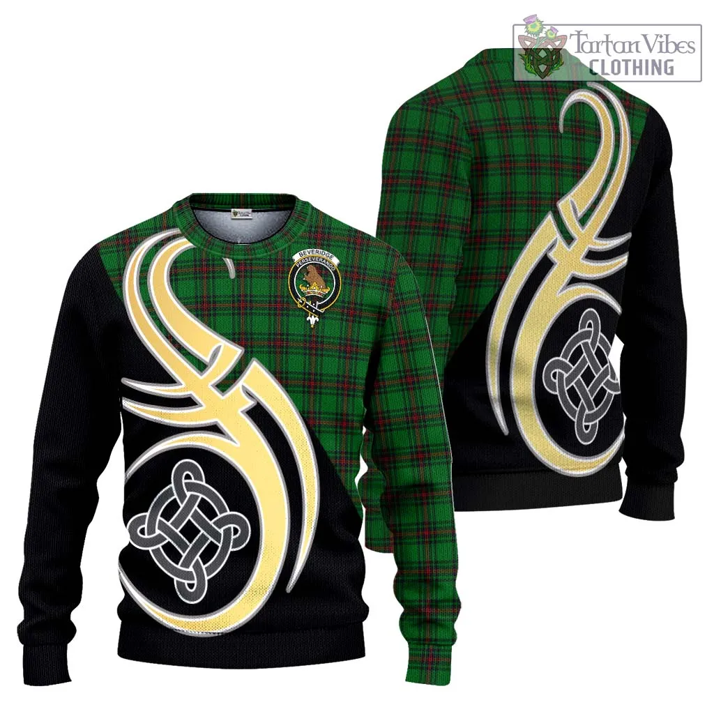 Beveridge Tartan Ugly Sweater with Family Crest and Celtic Symbol Style