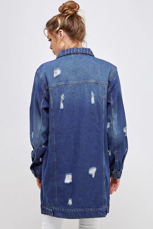 Blue Age DENIM 3/4 QUARTER JACKETS DISTRESSED WASHED