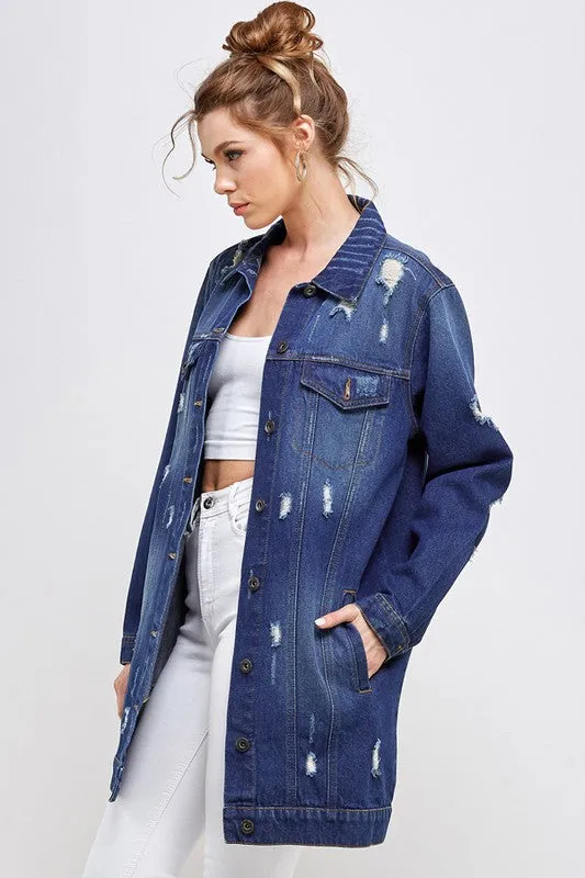 Blue Age DENIM 3/4 QUARTER JACKETS DISTRESSED WASHED