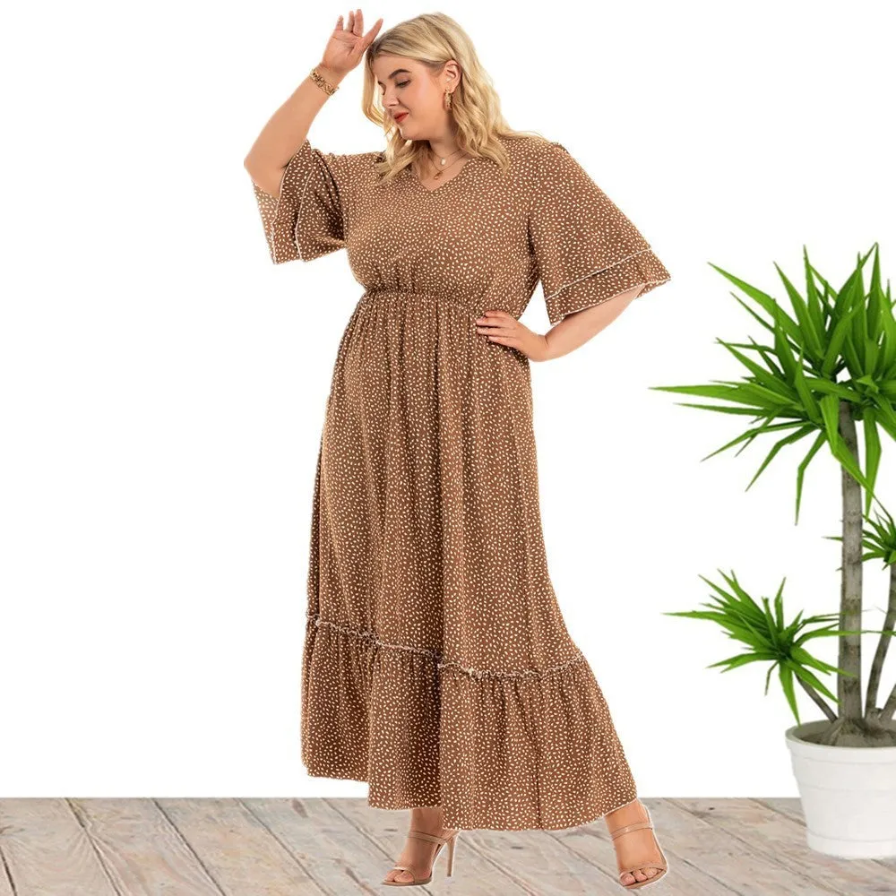 Bohemian Plus Size Women's Fashion Polka Dot Dress Women