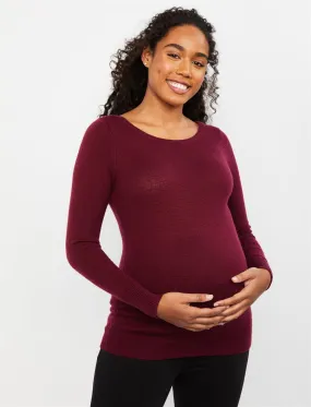 Bow Detail Maternity Sweater in Burgandy