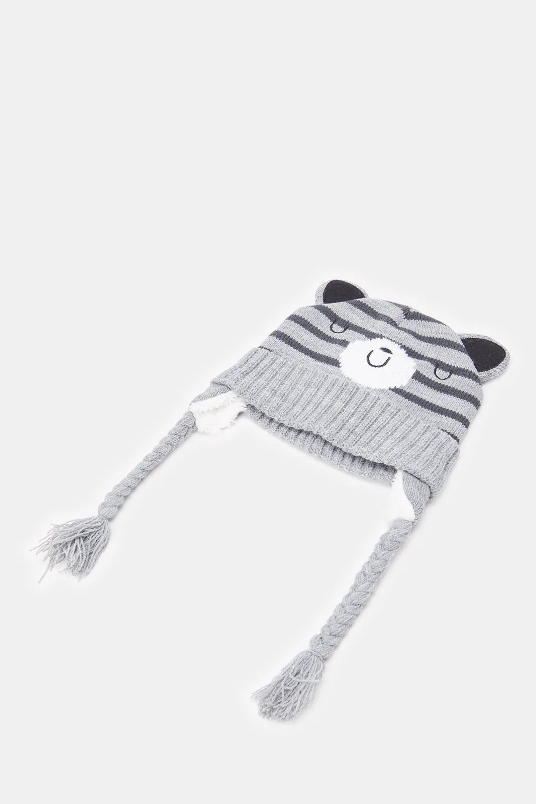 Boys Grey Knitted Set Scarf (3 Piece)