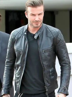 Brand New Men's David Beckham Leather Biker Jacket