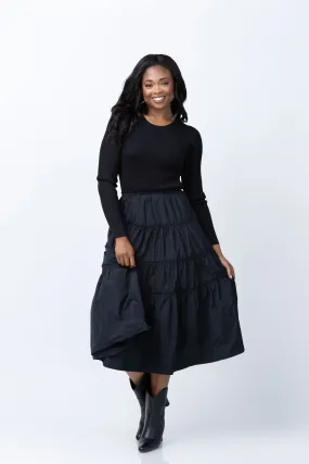 Brochu Walker Ava Tiered Dress in Black Onyx Combo