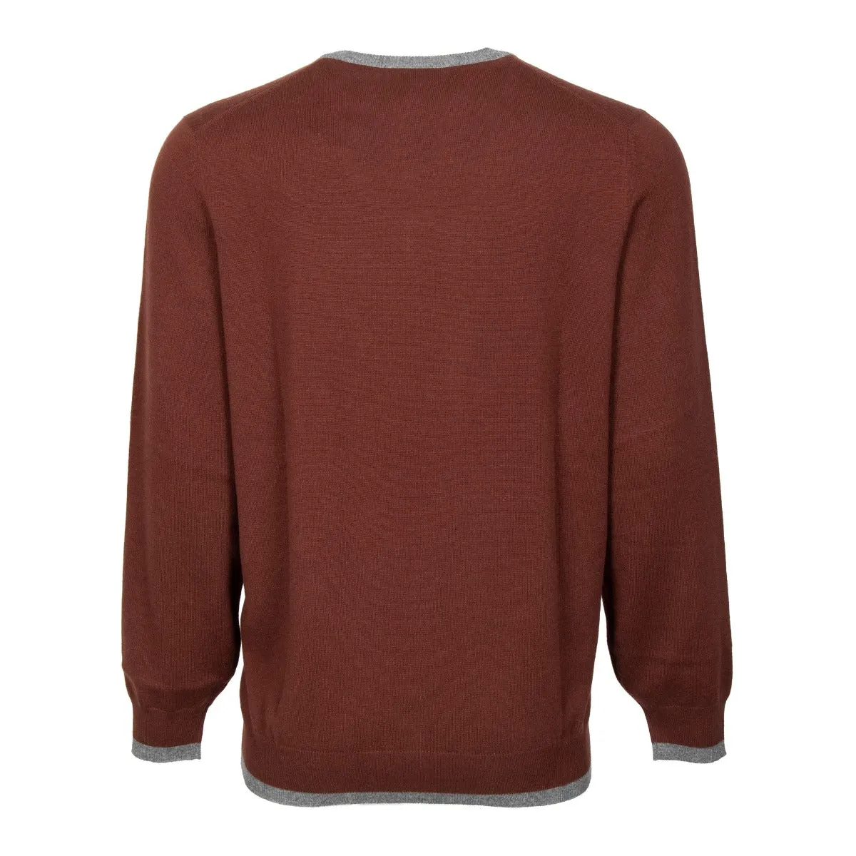 Brunello Cucinelli Classic V-Neck Cashmere Sweater in Burgundy