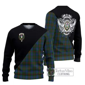 Buchanan Hunting Tartan Ugly Sweater with Family Crest and Military Logo Style