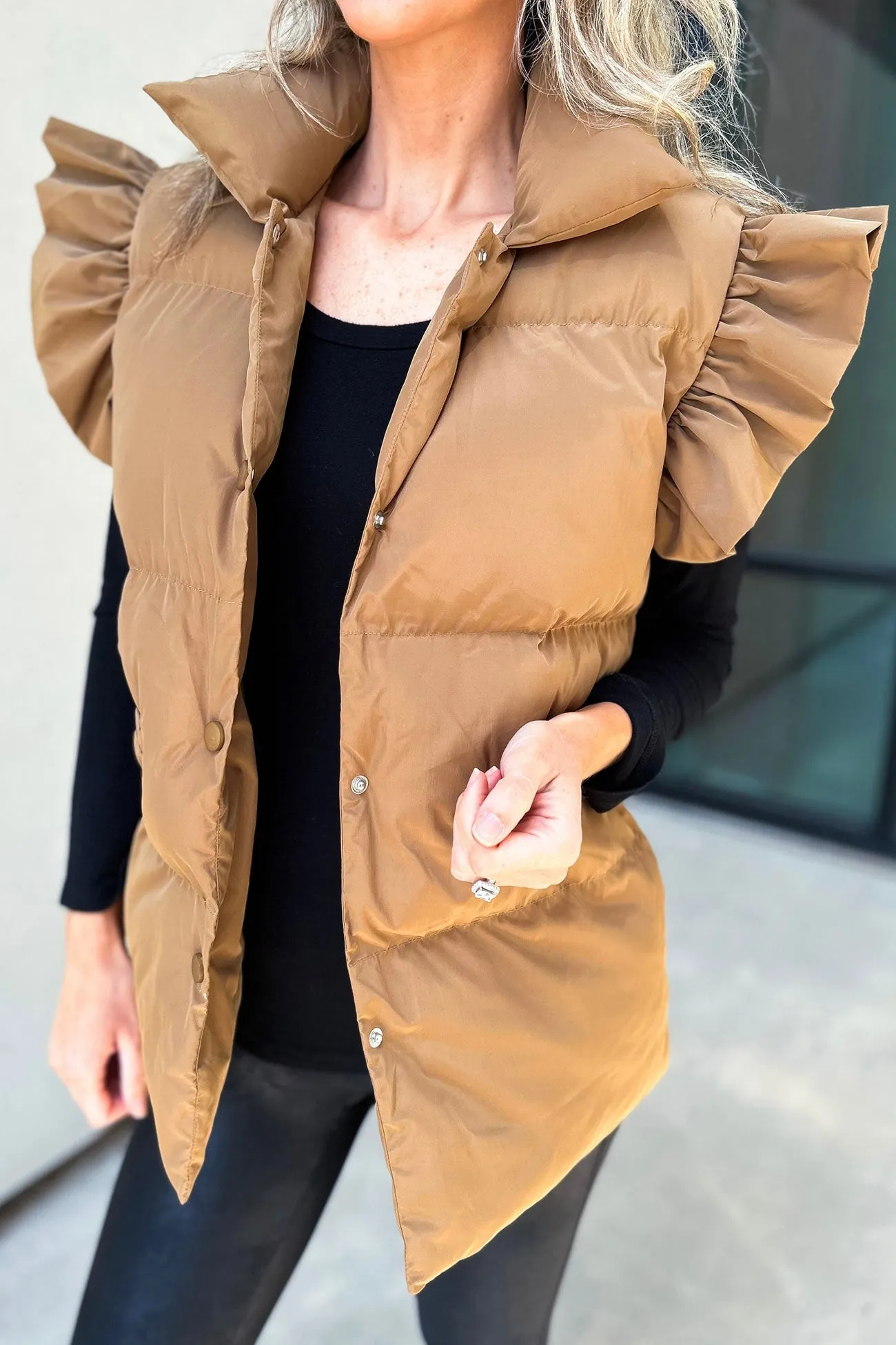 Button-down Ruffle Tank Jacket