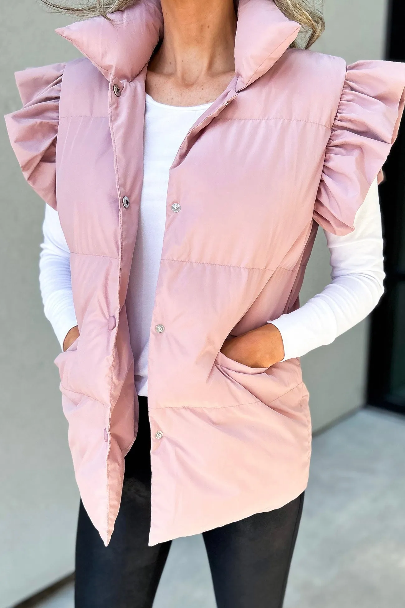 Button-down Ruffle Tank Jacket