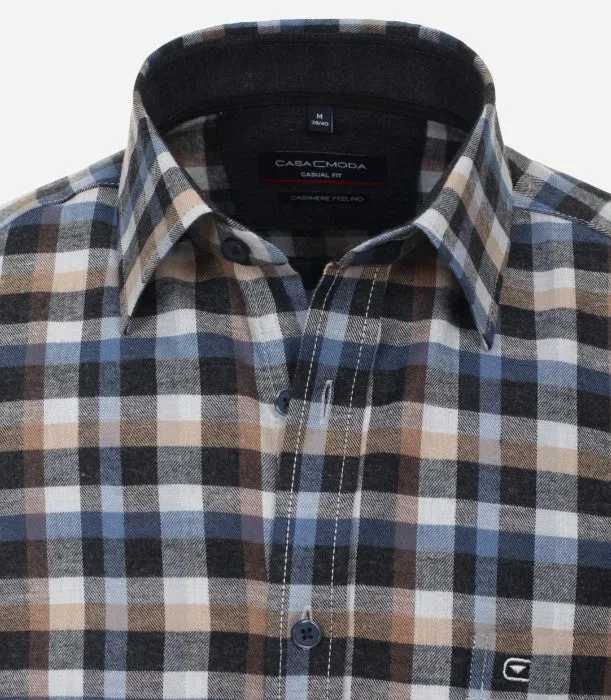 Casa Moda - Check Shirt, Navy, Beige