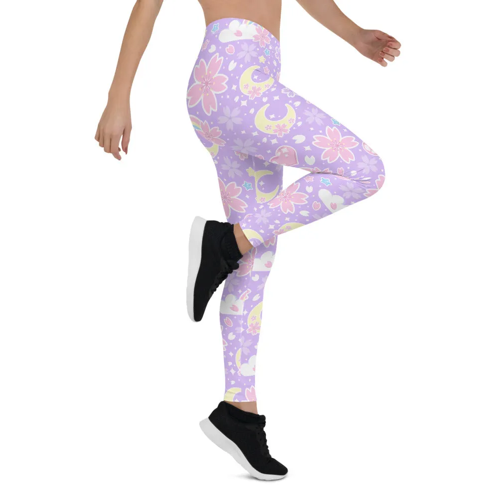 Cherry Blossom Dreams Purple Leggings