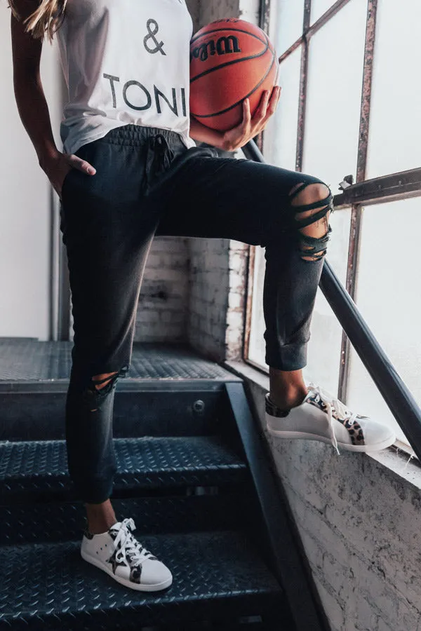 Chill Weekend Distressed Joggers