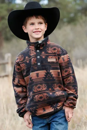 Cinch Boys Black/Brown Southwest Print Polar Fleece Pullover