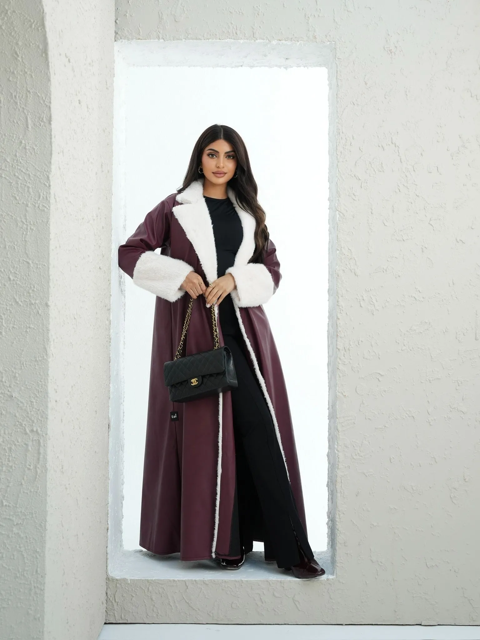 CLASSIC BURGUNDY LEATHER ABAYA #527