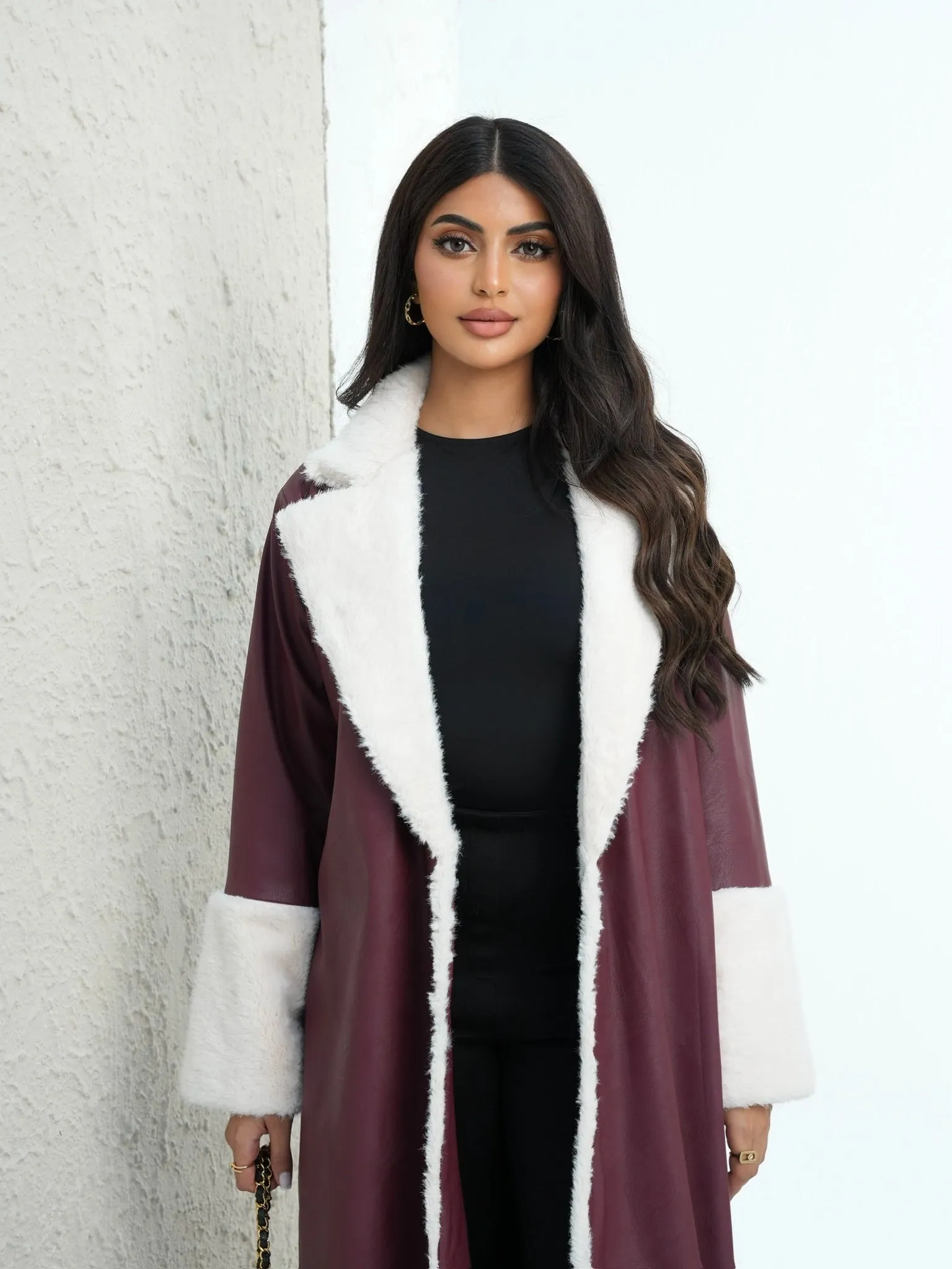 CLASSIC BURGUNDY LEATHER ABAYA #527