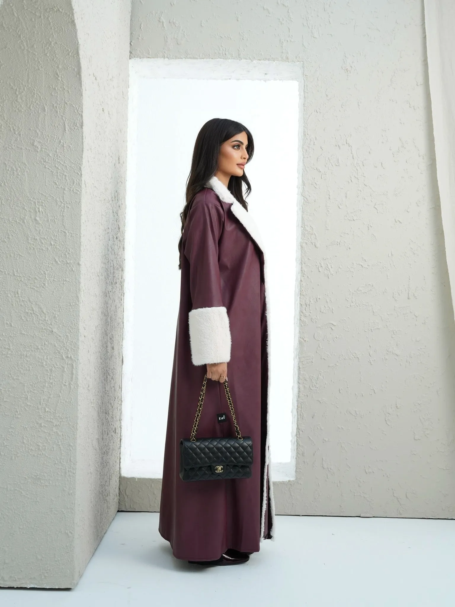 CLASSIC BURGUNDY LEATHER ABAYA #527