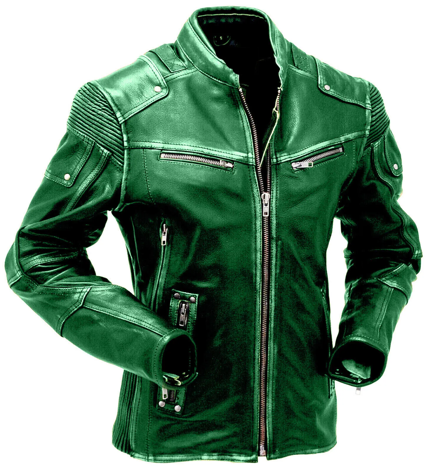 Classic Mens Vintage Cafe Racer Leather Jacket