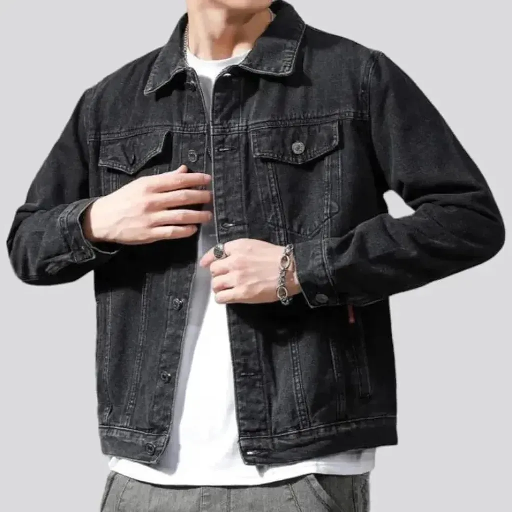 Classic sanded men's jean jacket