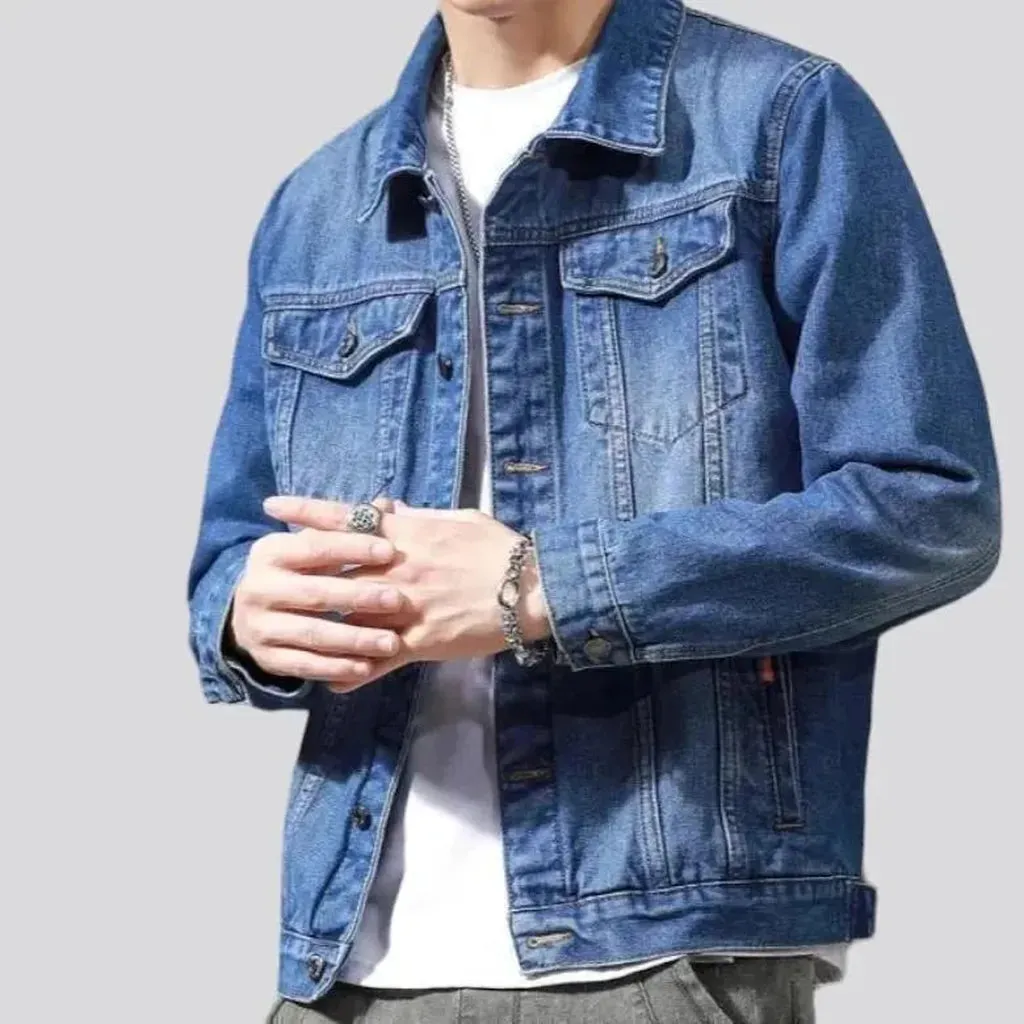 Classic sanded men's jean jacket