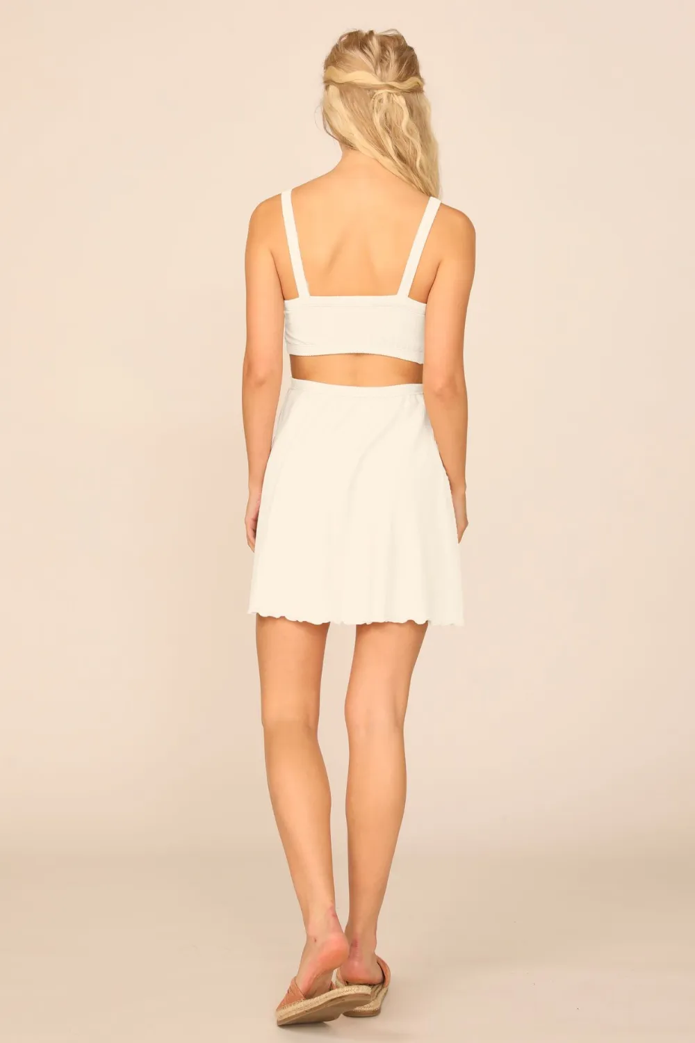 Coconut Milk Rib Knit Cutout Dress