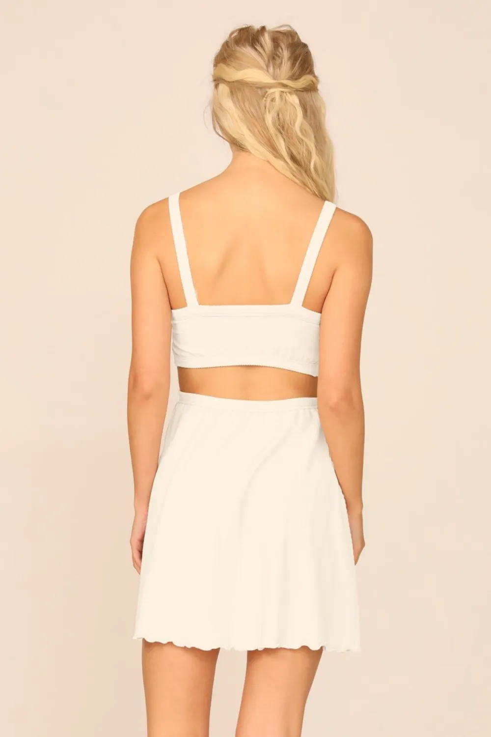 Coconut Milk Rib Knit Cutout Dress