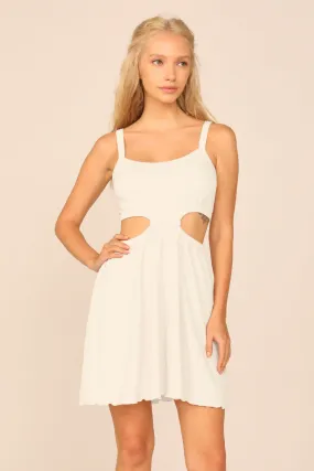 Coconut Milk Rib Knit Cutout Dress