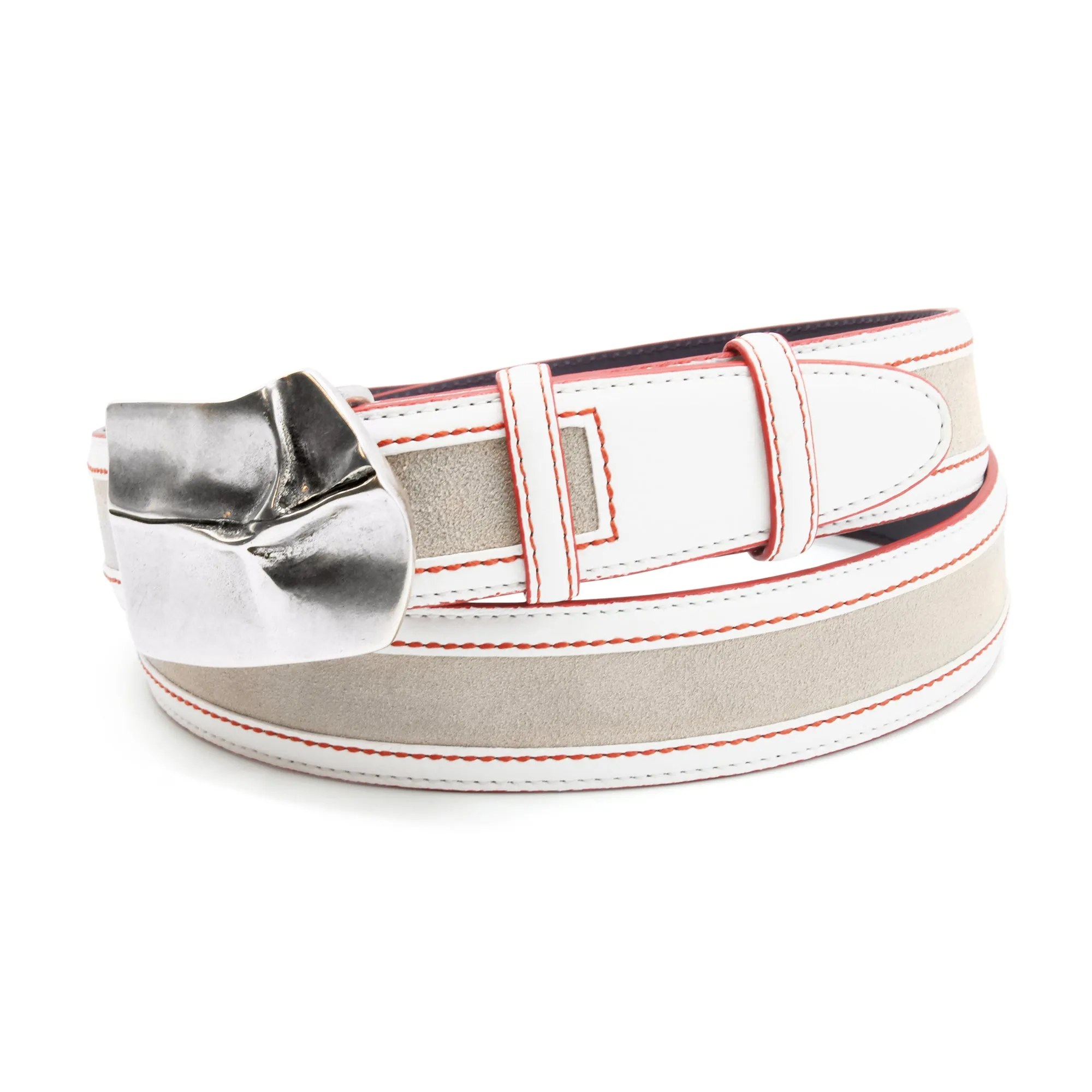 Coltrane Sport White/Stone/Red Mix Pinch Belt