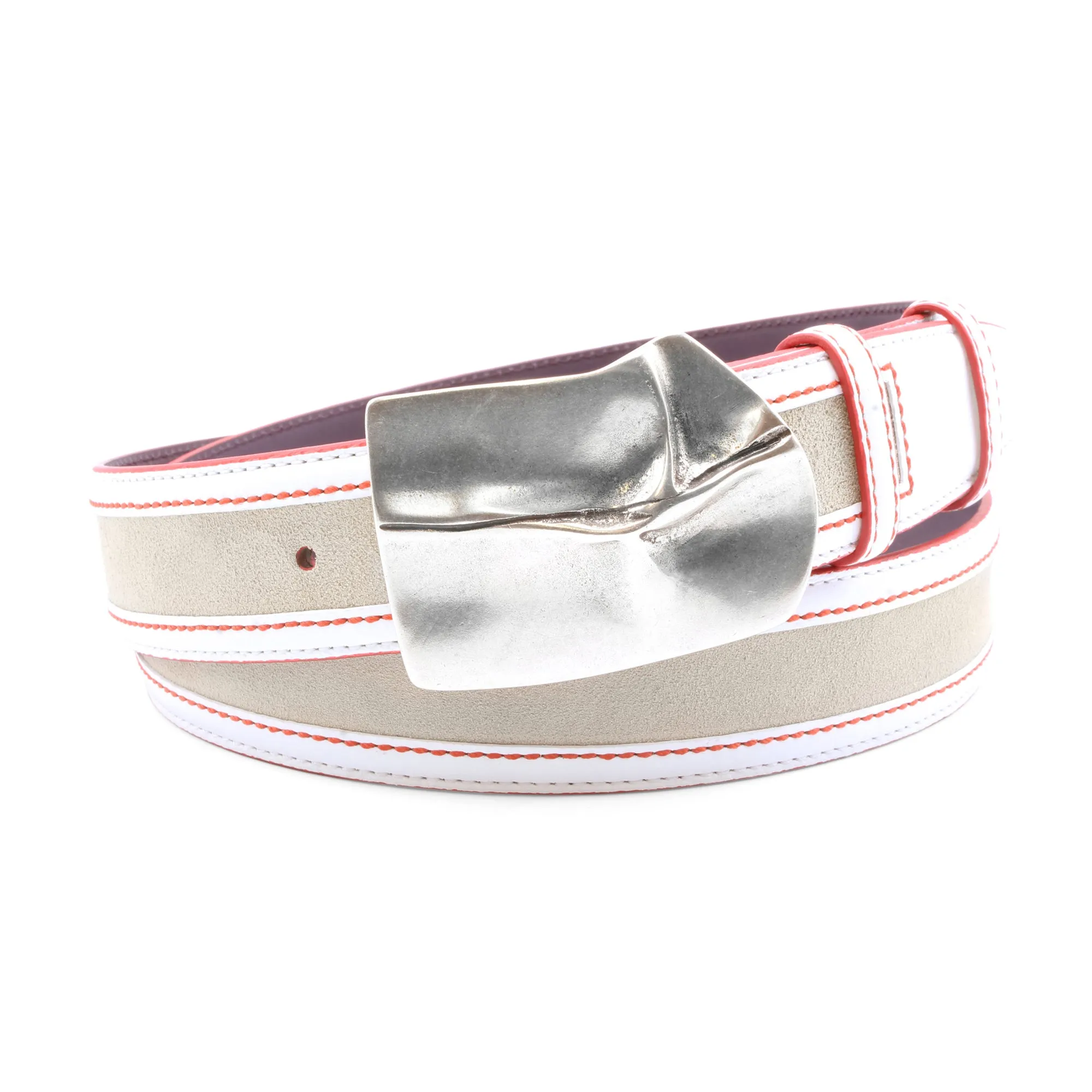 Coltrane Sport White/Stone/Red Mix Pinch Belt