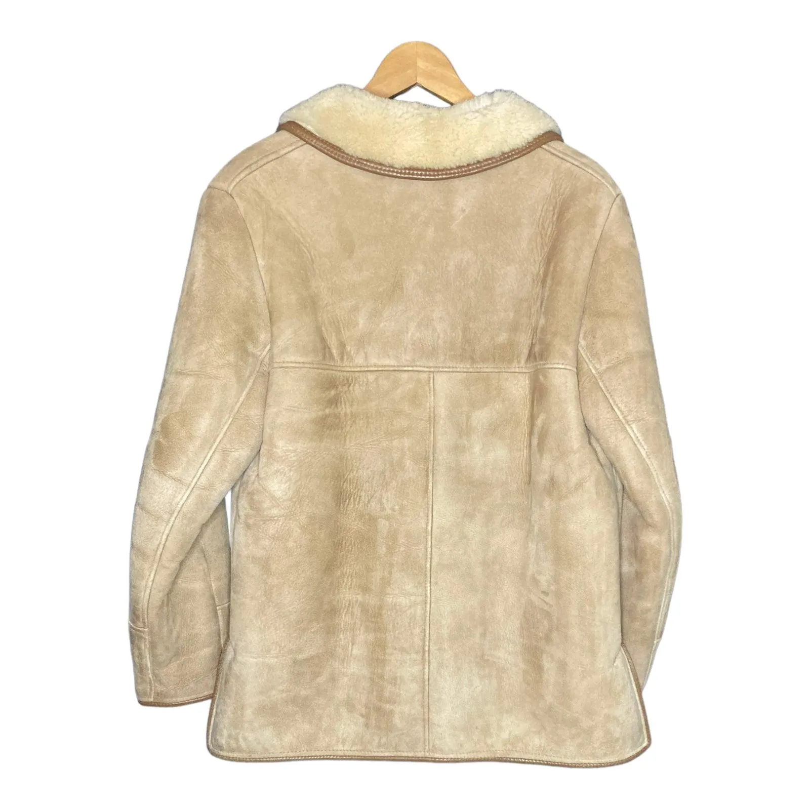 Corker Real Sheepskin Natural Long Sleeved Coat UK Size 16