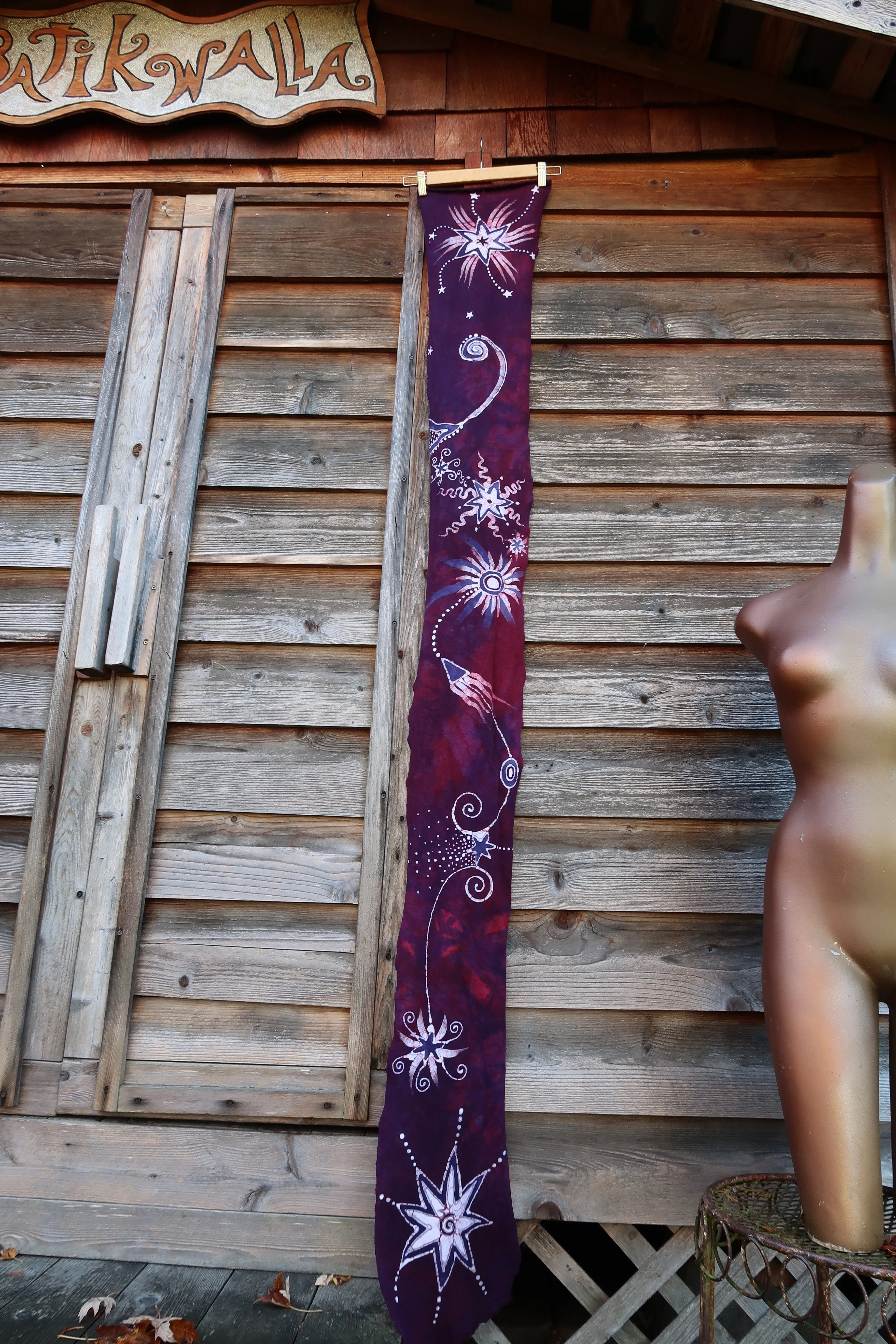 Cosmic Daydream Hand Painted Organic Cotton Batik Scarf