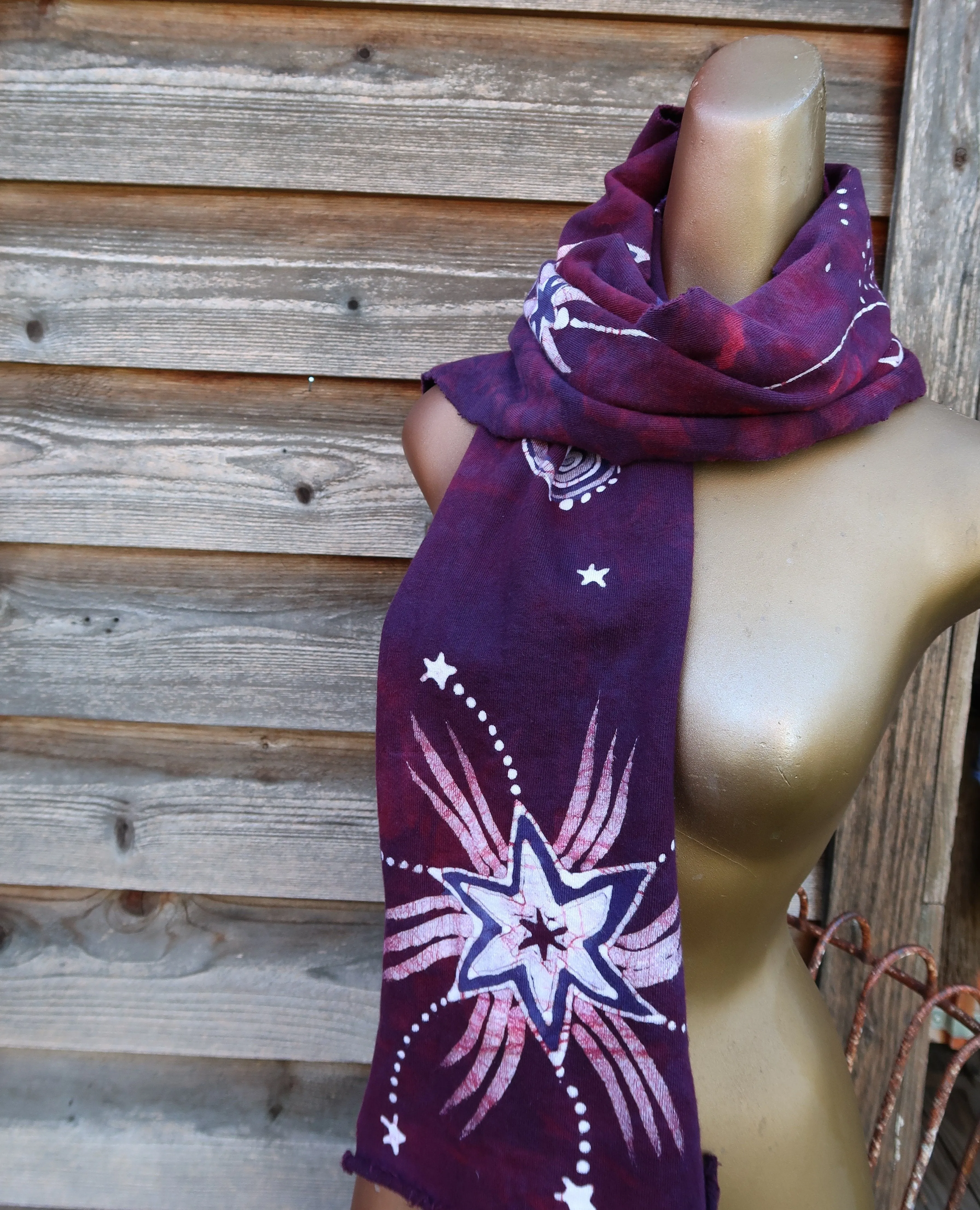 Cosmic Daydream Hand Painted Organic Cotton Batik Scarf