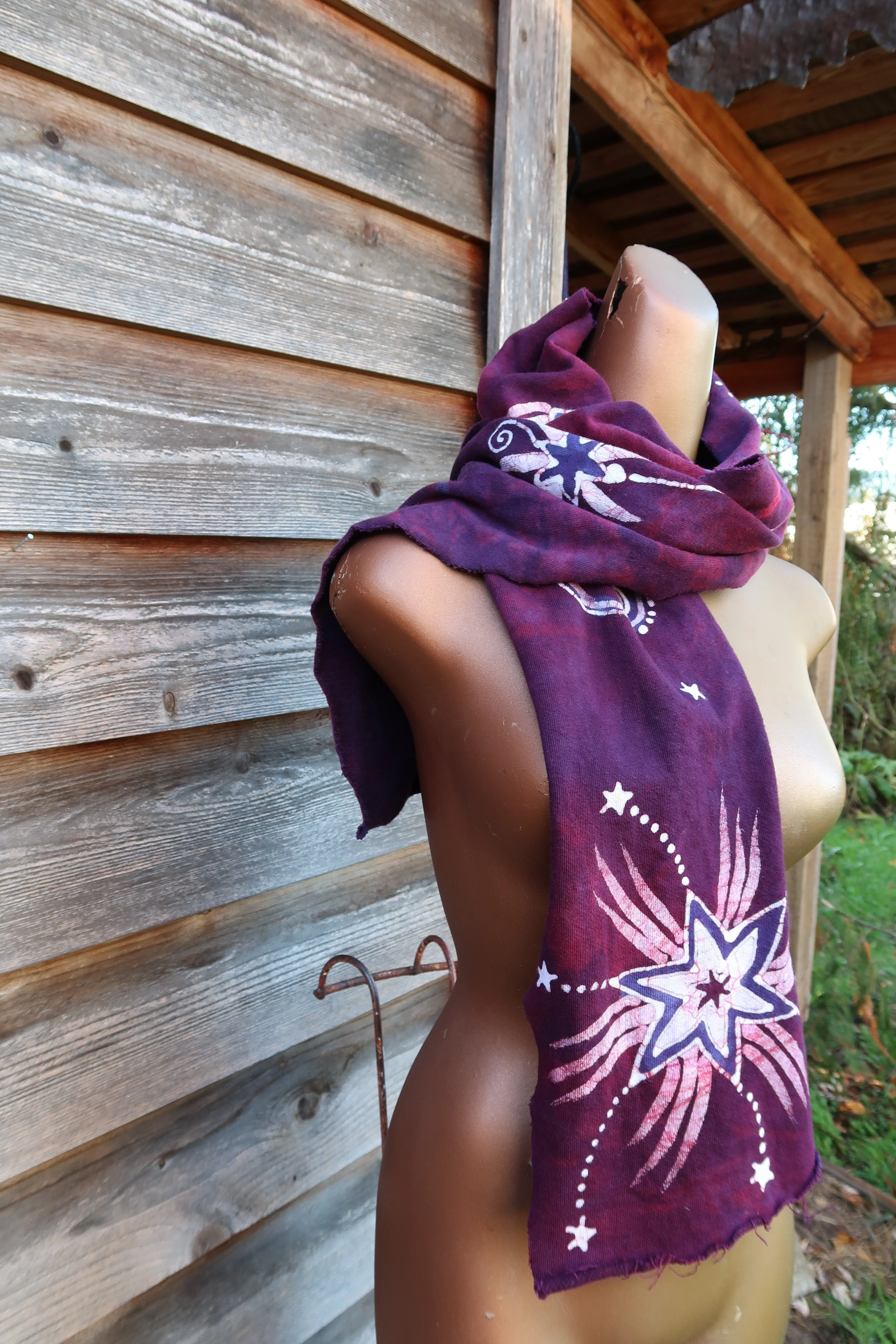 Cosmic Daydream Hand Painted Organic Cotton Batik Scarf